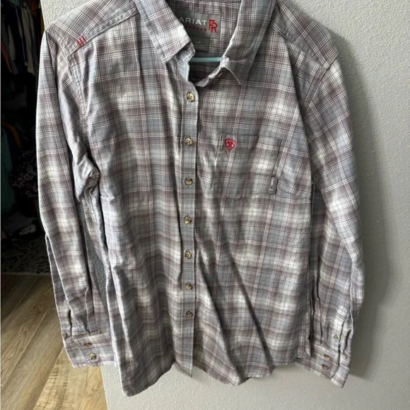 Ariat women's Casual Plaid Shirt - Gray and purple FR - Picture 1 of 5
